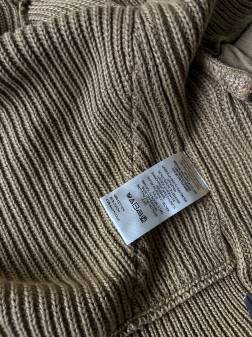 Free People Worn Thru Surplus Cotton Cardigan Beige XS Slouchy Knit - Picture 9 of 9